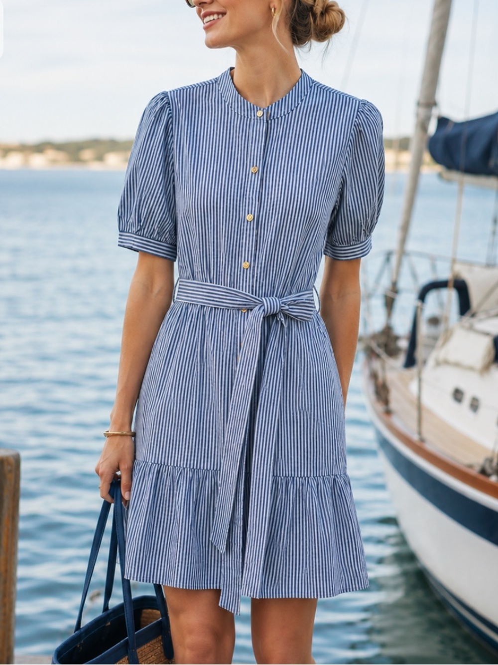 Draper James Blue Stripe RSVP Dress - Women's